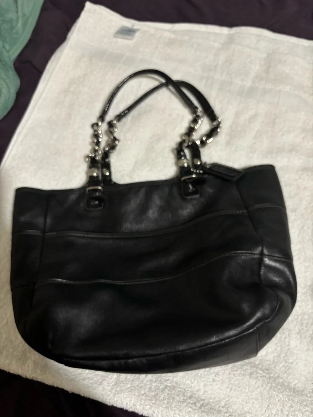 Coach Black Leather Chain-Handle Shoulder Bag